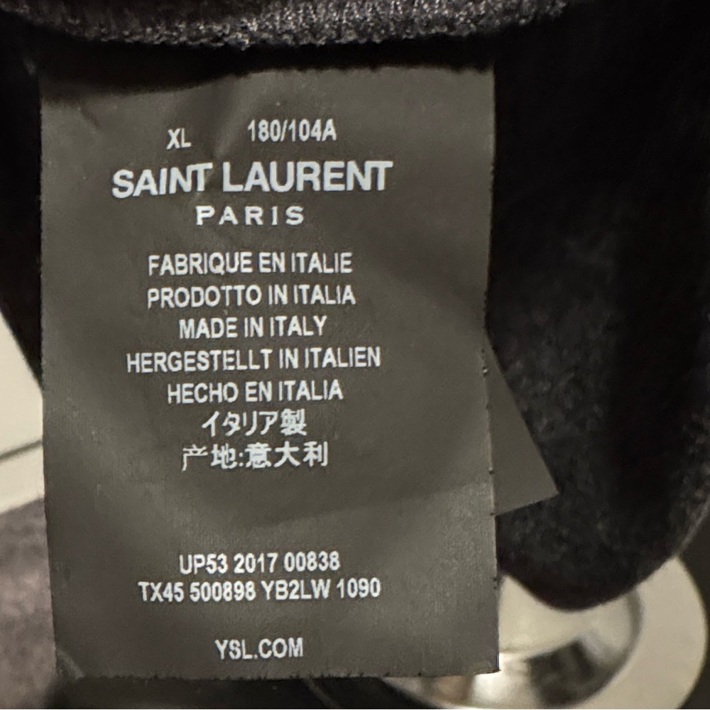 Saint Laurent Dark Gray Logo T-Shirt lightening bolt size XL - Picture 3 of 5